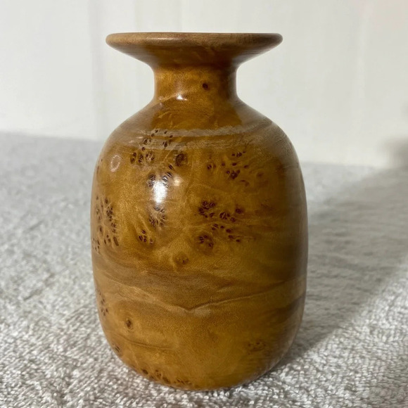 Vintage Hand Turned Burl Wood Vase - Picture 7 of 13